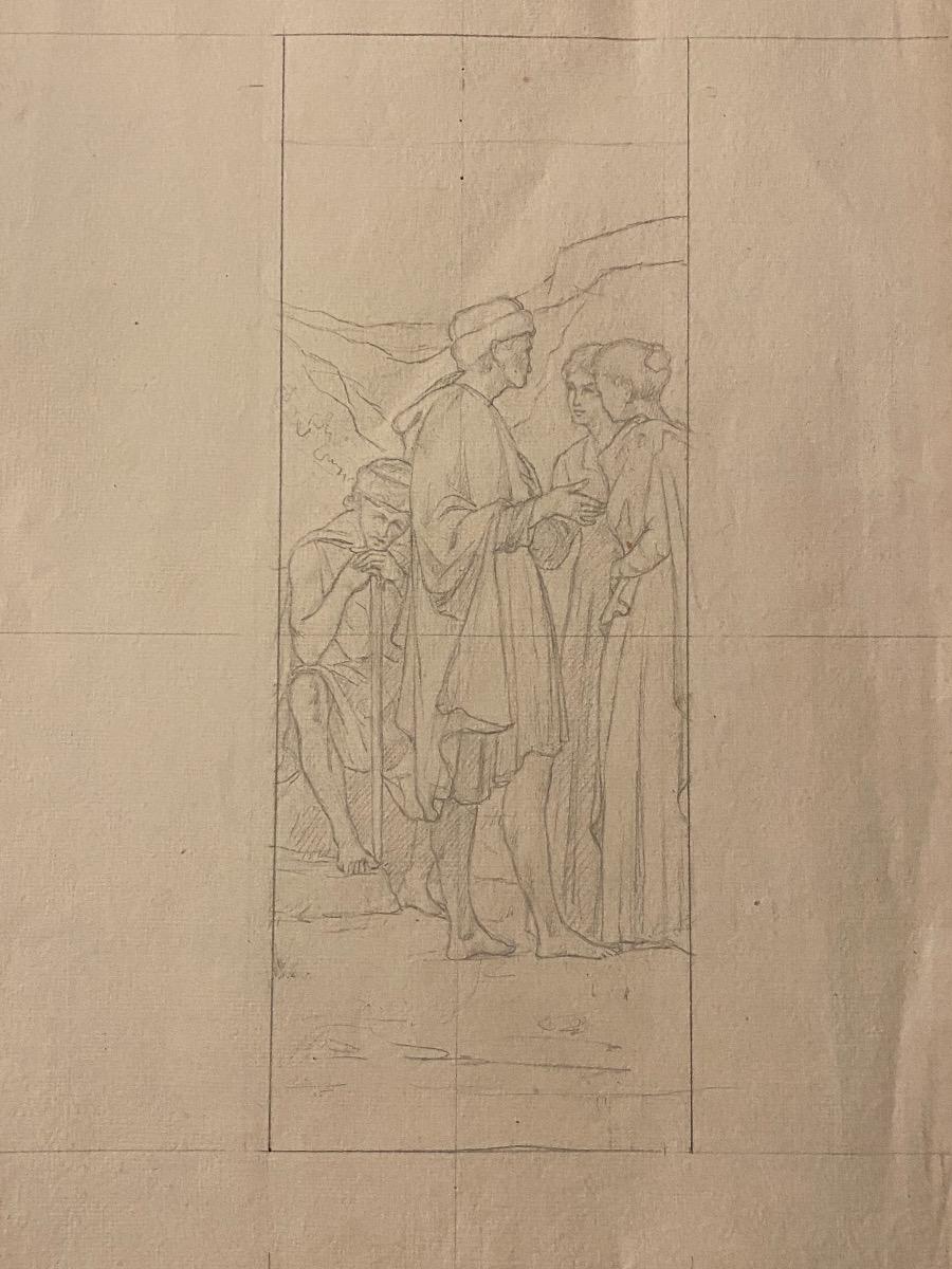 Unknown Figurative Art - Study for a Painting - Original pencil Drawing - Early 20th Century