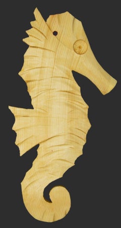 Seahorse - Original Wooden Sculpture by Ferdinando Codognotto - 2010