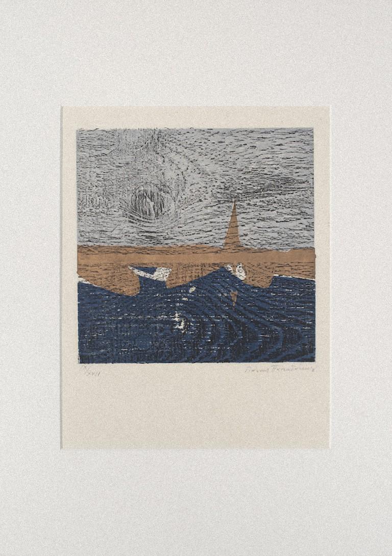 Landscape - Original Woodcut by Yannis Papadakis - 1970s