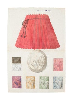 Porcelain Lamp - Original Watercolor and Ink - 1890 ca