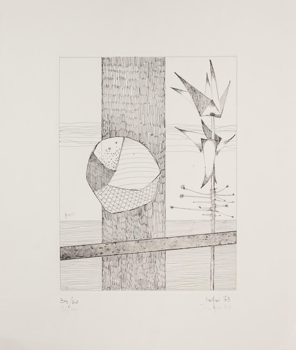 Composition - Original Etching by Rolando Persi - 1973