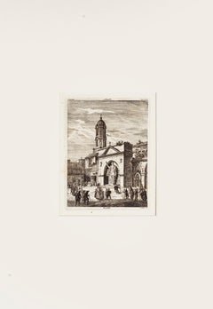 Chiesa di Barletta - Original Etching by Luigi Rossetti - 1880s