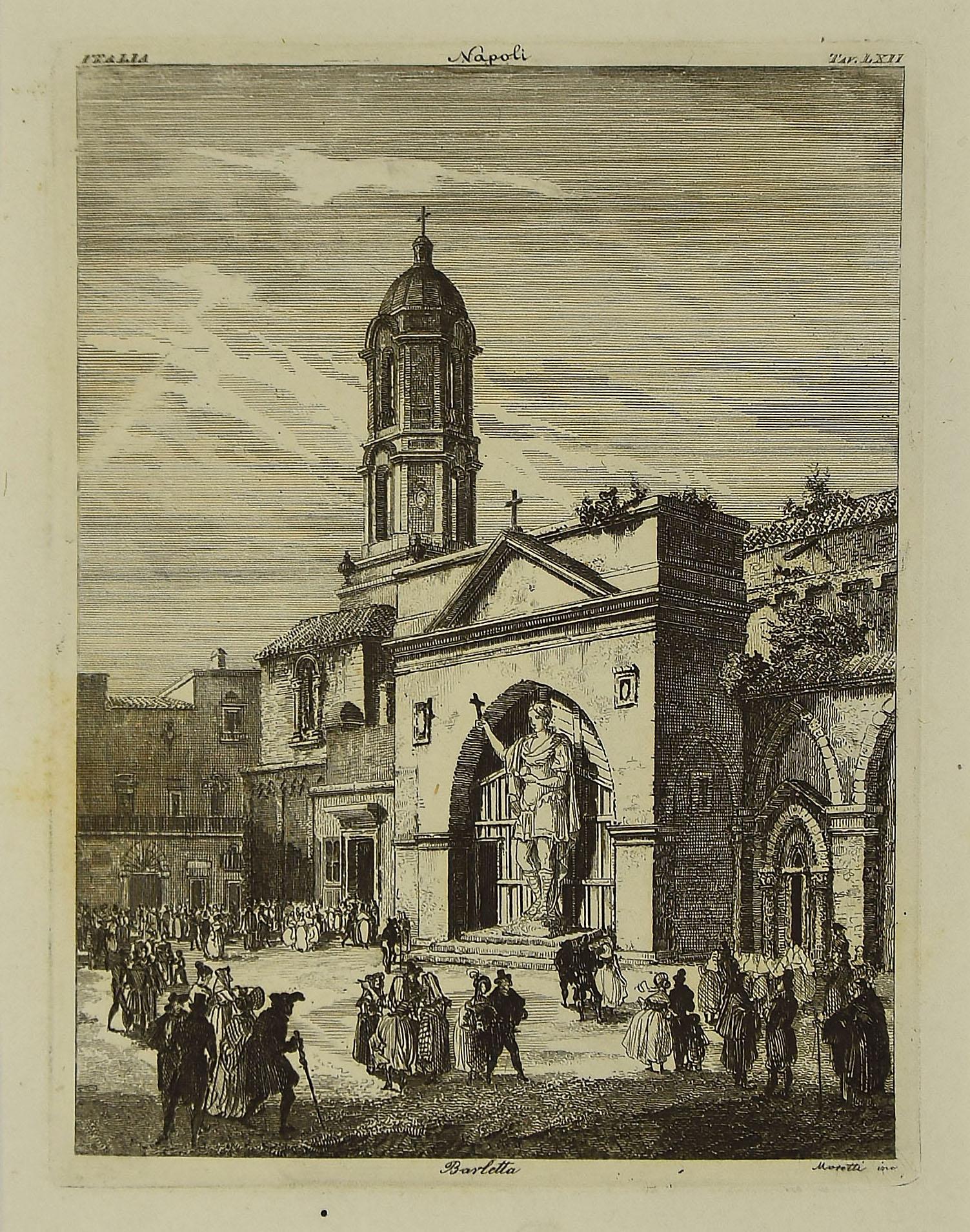 Chiesa di Barletta - Gravure originale de Luigi Rossetti - années 1880
