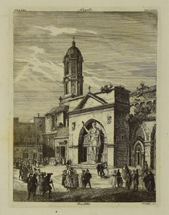 Chiesa di Barletta - Original Etching by Luigi Rossetti - 1880s