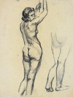 Nude Woman - Pencil on Paper by André Meaux-Saint-Marc - Early 20th Century