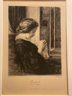 Etude - Original Etching by Fred Watts - Early 20th Century