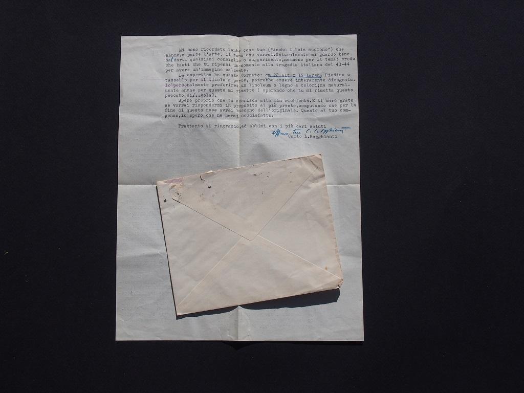 Il Selvaggio, La Resistenza e la Liberazione - Typewritten Letter - 1956 - Art by Carlo Ludovico Ragghianti