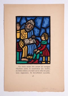 Étude pour un verre - gravure sur bois originale de Charles Dubin - Début du 20e siècle