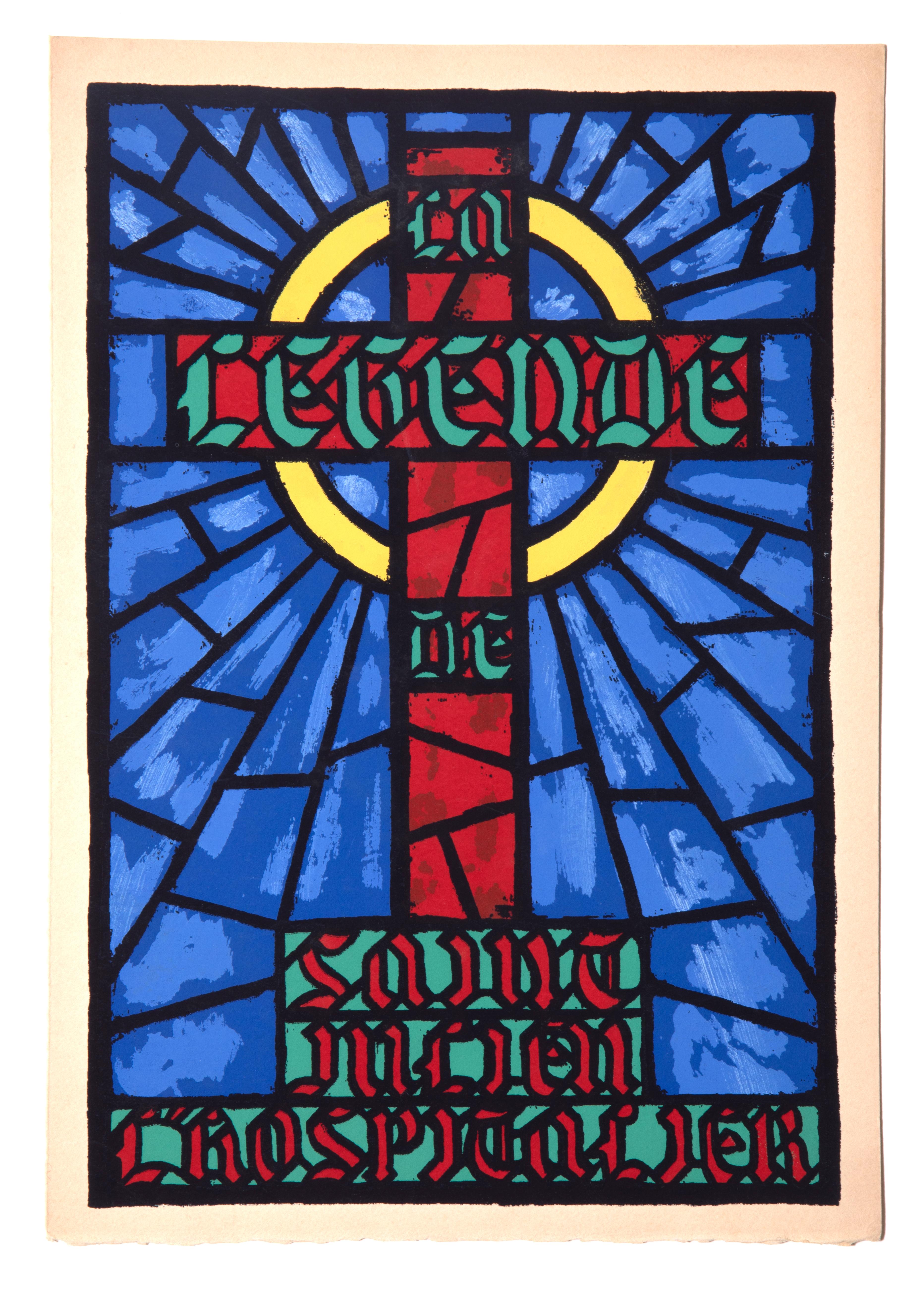 La cruz es un estudio original para un vaso, pintura al temple sobre papel de Charles Dubin.

Firmado a mano por el artista con bolígrafo en el reverso de la obra.

En muy buen estado y con colores vibrantes.