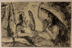 Figuren – Stift auf Papier von Mogniat-Duclos Bertrand – 1950