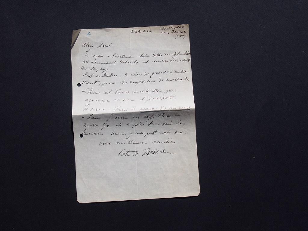 Rendez-vouz au café Flore - Autographer Brief  Von O. Zadkine an N. Jacometti-1946