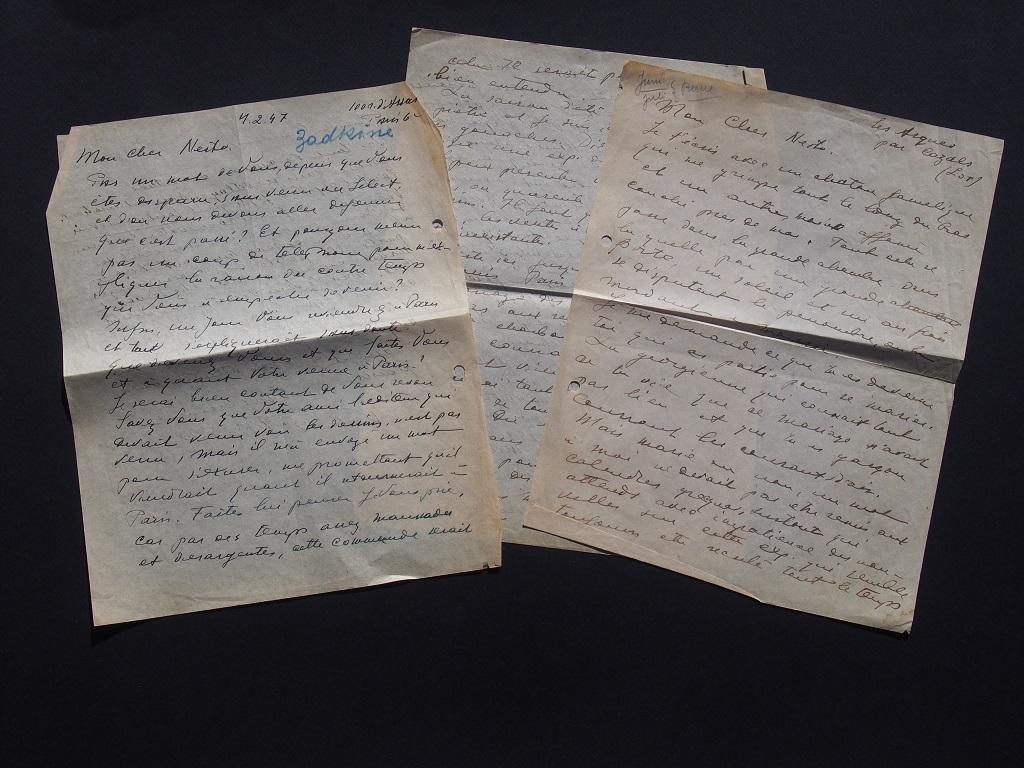 Lettres autographes signées par Ossip Zadkine à Nesto Jacometti - 1946 environ.