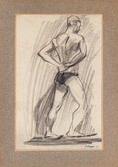 Wrestler  - Original Pencil Drawing - 1955