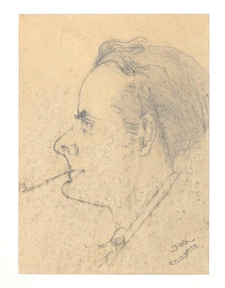 Unknown - Portrait - Original Pencil Drawing - 1925 For Sale at 1stDibs