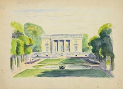 Palace in the Park - Ink and Watercolor by Pierre Segogne - Early 20th Century