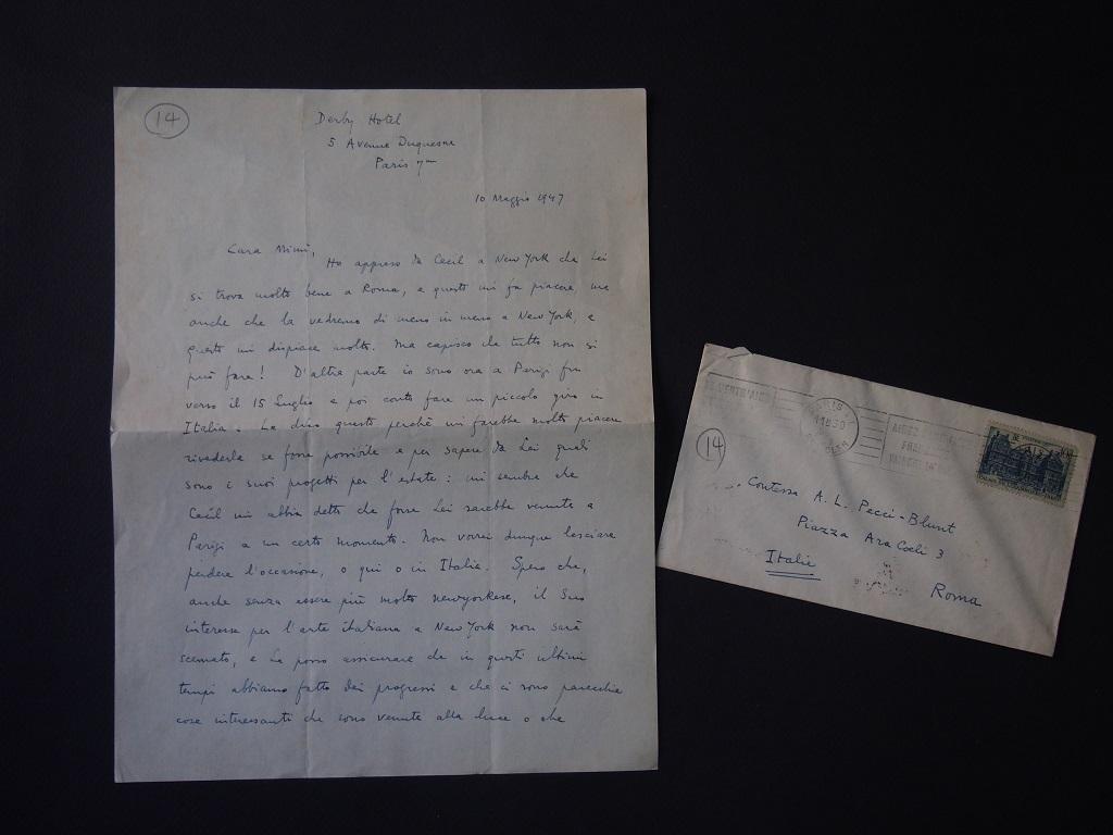 Italian Art in NY – A.L.S. is a Autograph Letters Signed by Vittorio Rieti  to the Countess A.L. Pecci-Blunt.

Paris, May 10th 1947. In Italian. Onepage, double-sided. Signed "Vittorio Rieti". Excellent condition, including original envelopes.

The