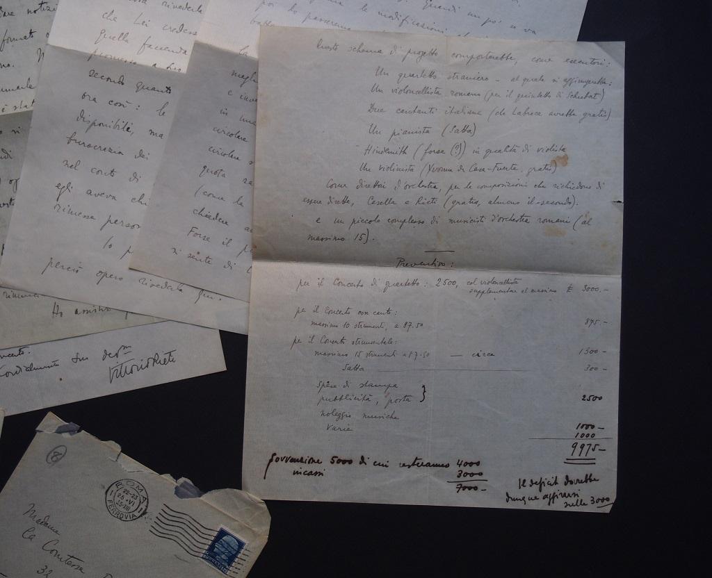 Progetto per 3 concerti di primavera - Lettere autografe firmate da Vittorio Rieti - 1935 in vendita 1