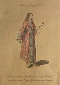 Antique Costume of a Lady from Indostan - Original Etching by J.B. Le Prince