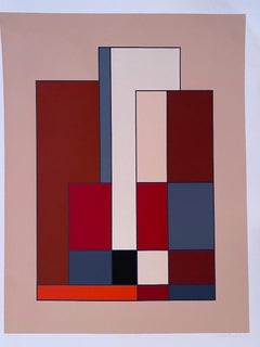 Abstract Composition - Original Lithograph by Carla Badiali - 1985