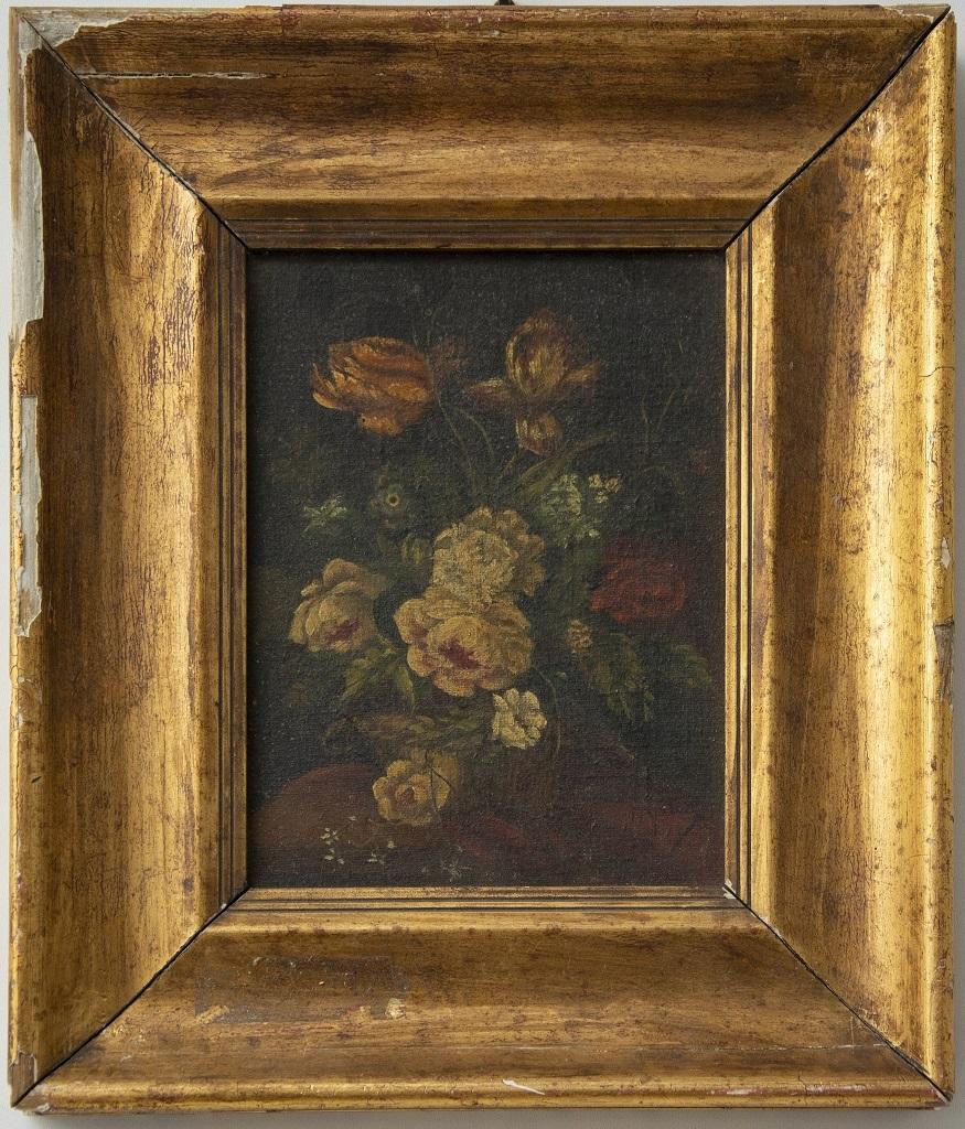 Flowers - Original Oil Painting on Cardboard - Early 20th Century