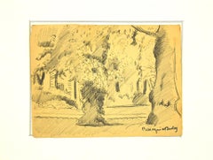 In the Garden - Original Drawing by Bertrand Mogniat-Duclos - 1950s