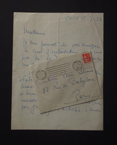 Lettre autographe signée par Madeleine Grey - 1934