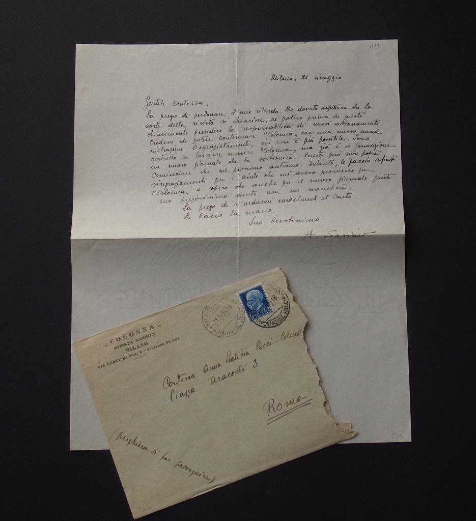 Lettre autographe signée par Alberto Savinio - 1934 - Art de Filippo De Pisis