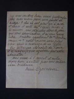 Carta autógrafa firmada por Marie Grosnowska - 1933