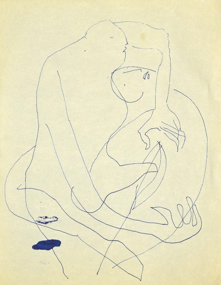Figures - Pen Drawing by Danilo Bergamo - 1962