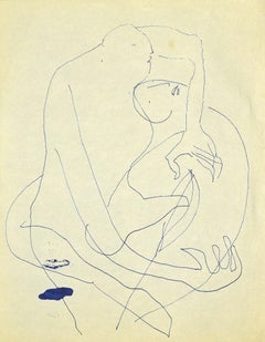 Figures - Dessin au stylo par Danilo Bergamo - 1962