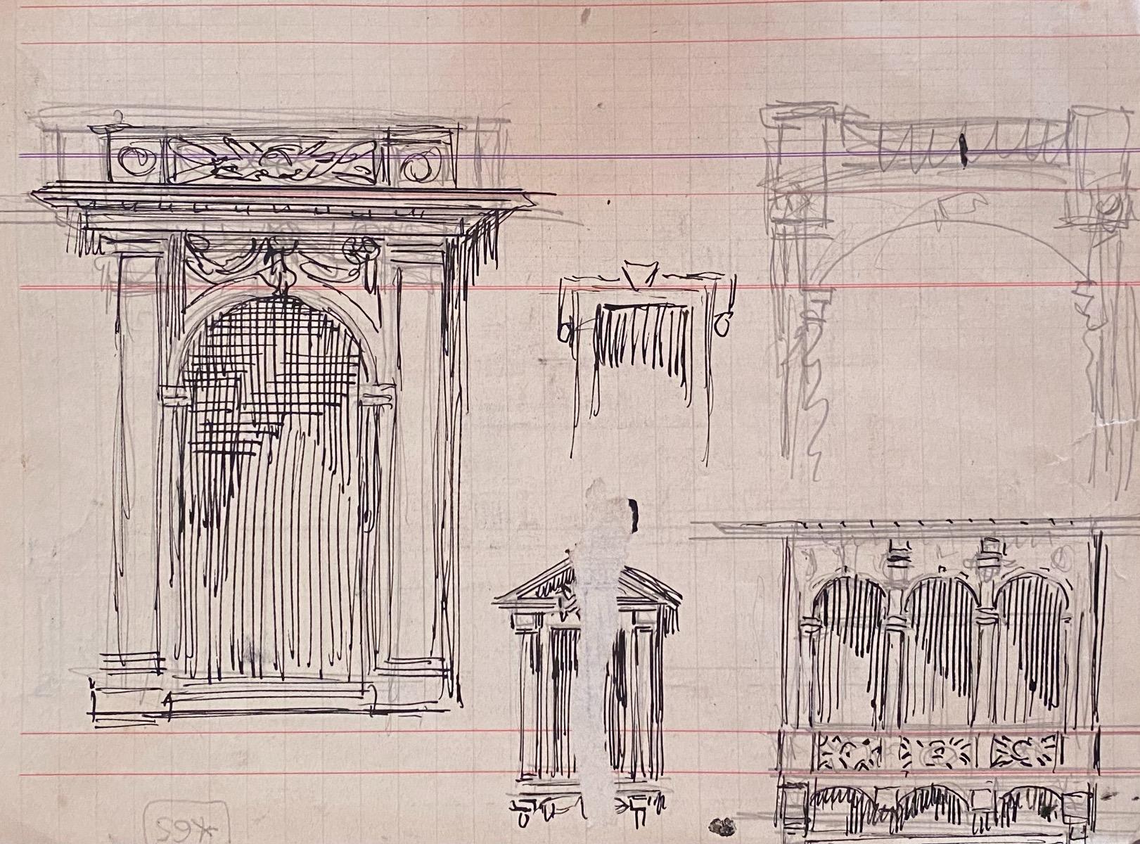 Architektur – Original- Stiftzeichnung von Gabriele Galantara – 1910er Jahre im Angebot 1