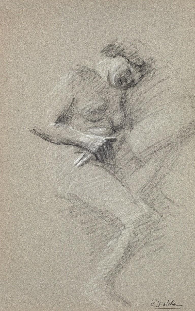 Unknown Figurative Art - Nude of Woman - Original Pencil on Cardboard - Early 20th Century