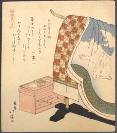 Robe with a Rabbit and Wave Design - Woodcut by Totoya Hokkei -Late 19th Century