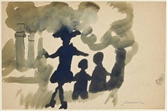 The Pollution - Original Ink and Watercolor on Paper by Mino Maccari - 1960s