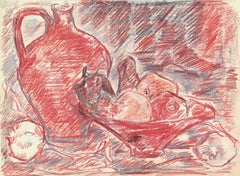 Nature morte - Pastel original sur papier par Herta Hausmann - Milieu du XXe siècle