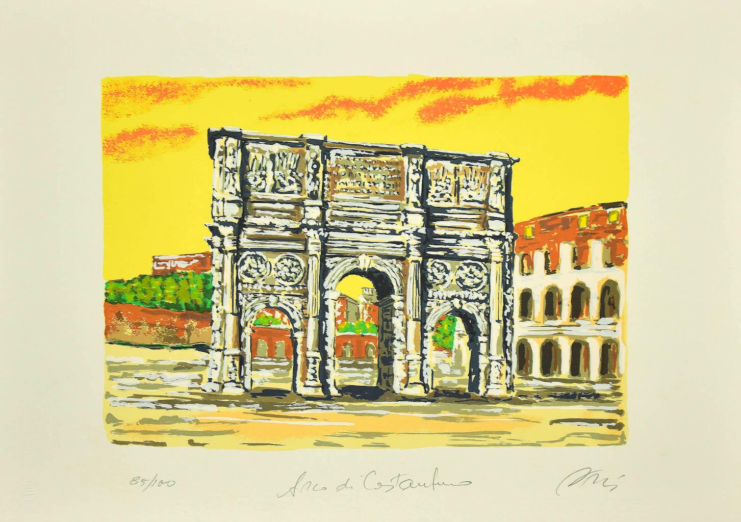 Roman Arch (Arch of Constantine) ist ein Original-Siebdruck auf Papier des italienischen Künstlers Marco Orsi (1926 - 1999).

Rechts unten mit Bleistift handsigniert, links unten nummeriert, Auflage: 85/100 Abzüge.

Unten in der Mitte auf