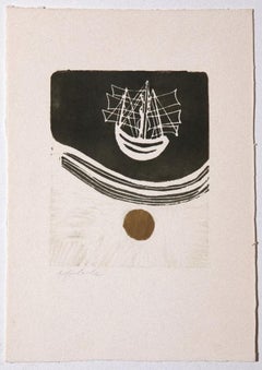 Vintage The Ship - Etching by Angela Colombo - 1970