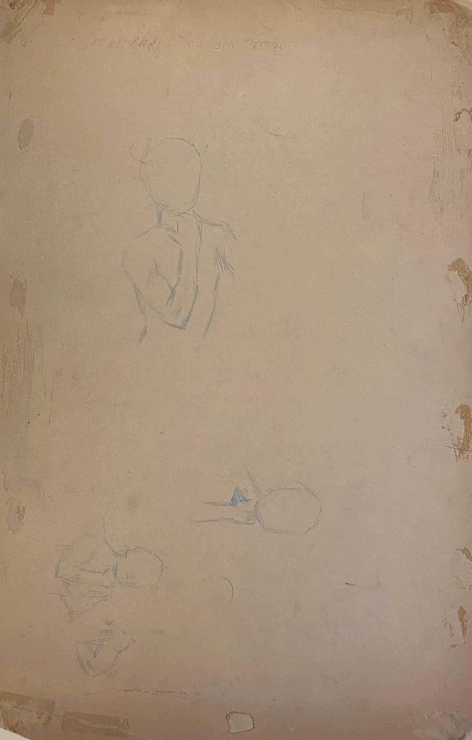 Study for Caryatid is an original pencil and white lead drawing on ivory paper, realized by Charles Walch (1896-1948).

In good conditions, except for the imperfections on the sides due to time.

This artwork represents a figure of a nude man. On