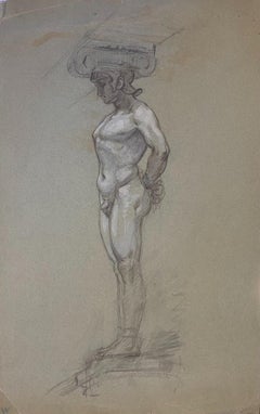 Study for Caryatid - Original Pencil by Charles Walch - Early 20th century