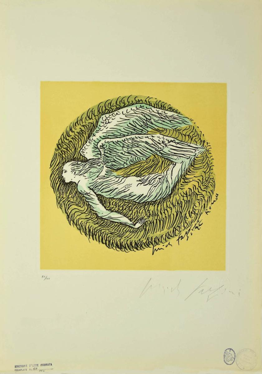 The Angel - Original Lithograph and Etching by Pericle Fazzini - 1981
