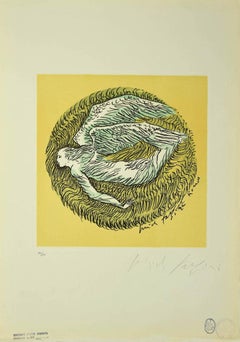 The Angel - Original Lithograph and Etching by Pericle Fazzini - 1981