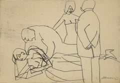 Malattia - Disegno a carboncino di Mino Maccari - Anni '60