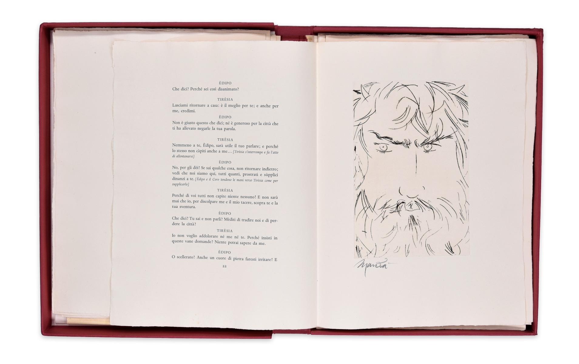 Livre rare « King Oedipus » illustré par Giacomo Manz - 1968