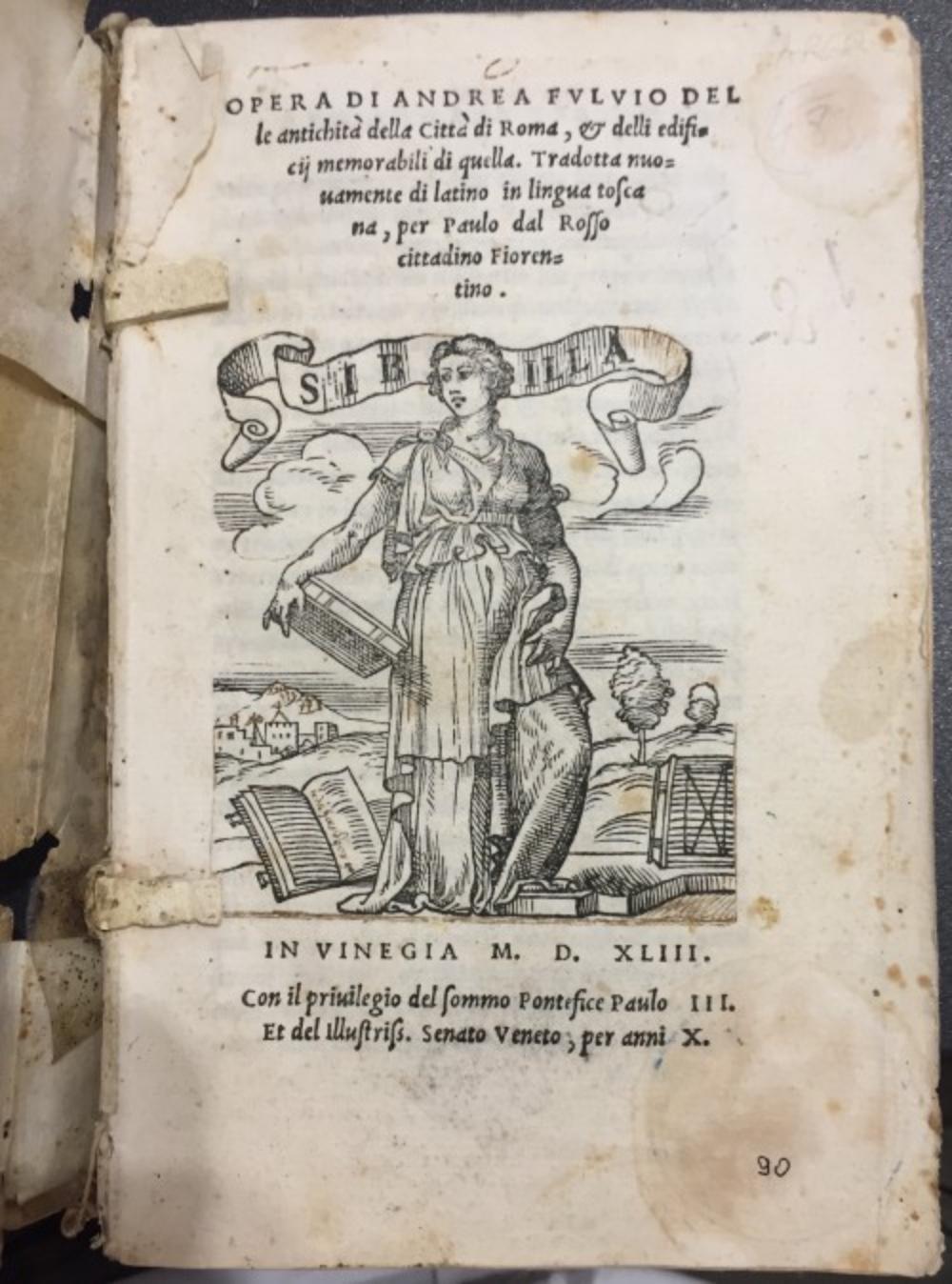 Delle Antichità della Città di Roma e delli Edifici Memorabili di Quella - 1543 - Art by Andrea Fulvio