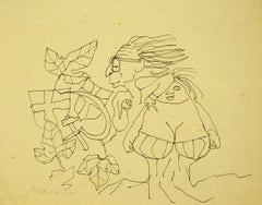 Couple - Original Pen on Paper by Mino Maccari - Mid-20th Century