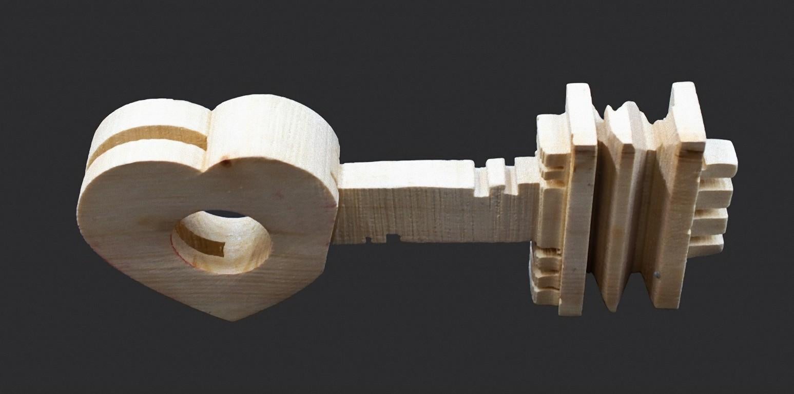 The Key to Heart- Wooden Sculpture by Ferdinando Codognotto - 2010 1