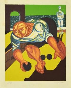 Retro Bowler - Lithograph by Giuseppe Migneco - Late 20th Century