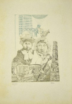 Vintage Children - Etching by C. Cattaneo - 1980s