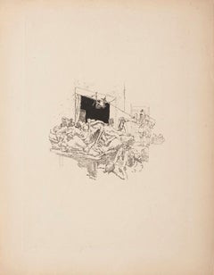 Antique Night's Tangle - Original Etching Print by Daniel Vierge - Late 19th Centrury