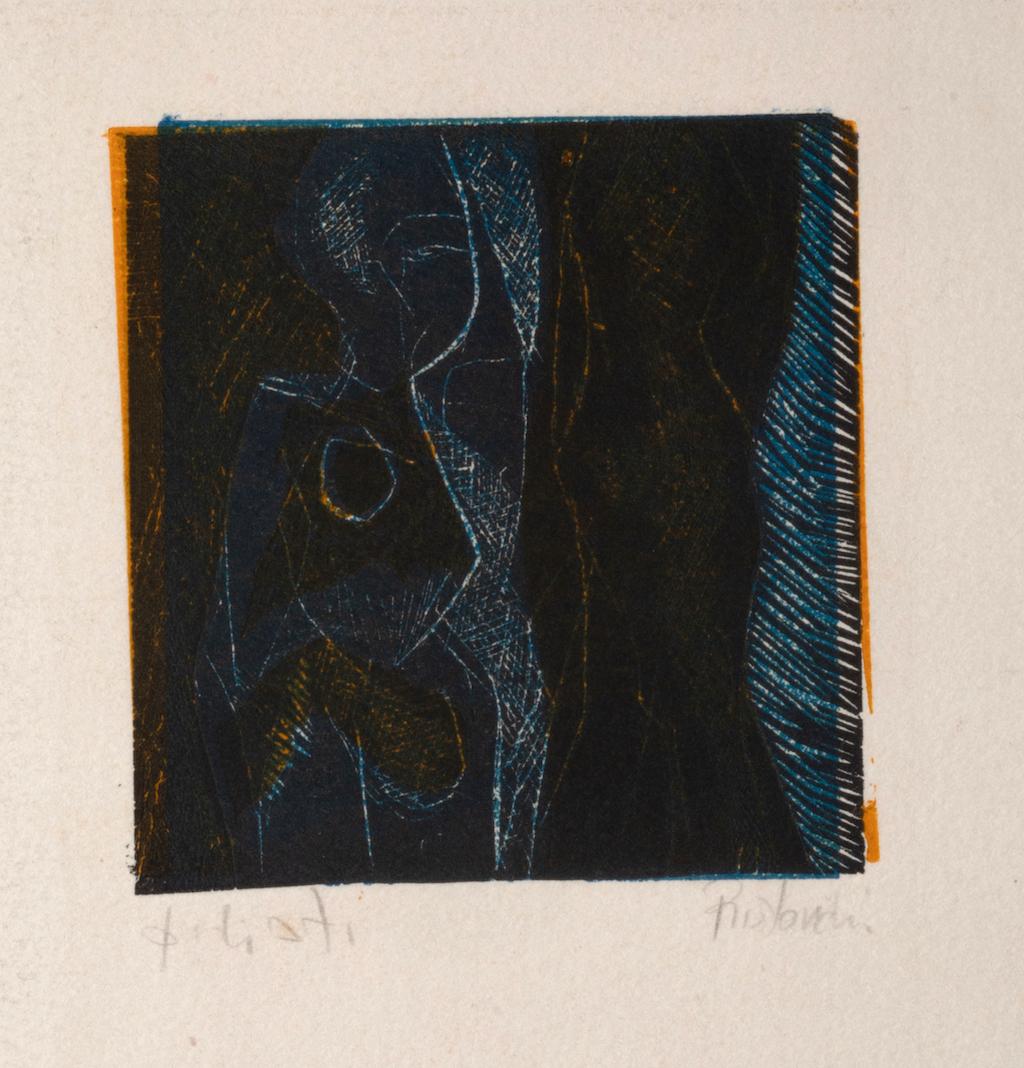 Figure is an original lithograph realized by Paolo Ristonchi.

Hand-signed. 

Artist's proof.

Good conditions except for consumed margins.

The artwork is an abstract composition, the artwork is depicted skilfully through perfect hatching in a